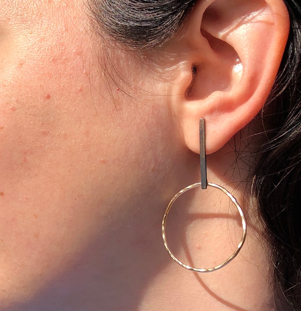 Blinker Mobile Earrings in Opal and Onyx | Rachel Pfeffer